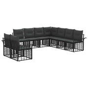 Tuinset 9 personen zwart donkergrijs polyester