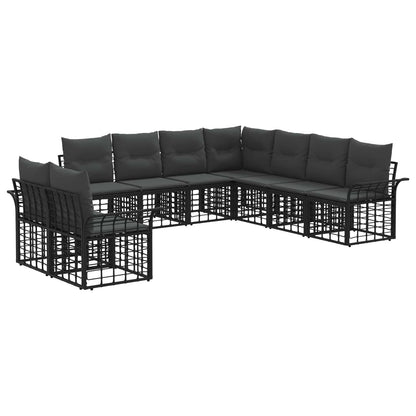 Buiten bankenset 9 pcs Zwart en Donkergrijs Polyester