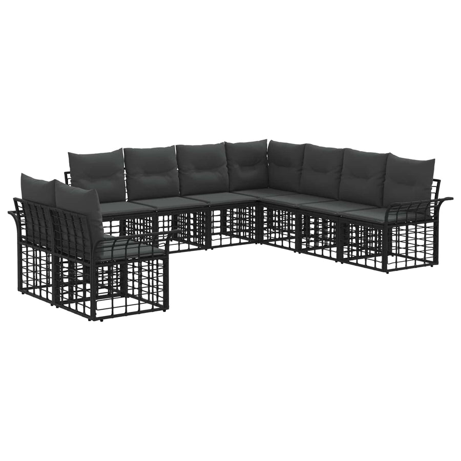 Buiten bankenset 9 pcs Zwart en Donkergrijs Polyester