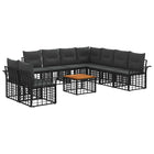 Outdoor Lounge Set 10 pcs Black and Dark Grey Polyester