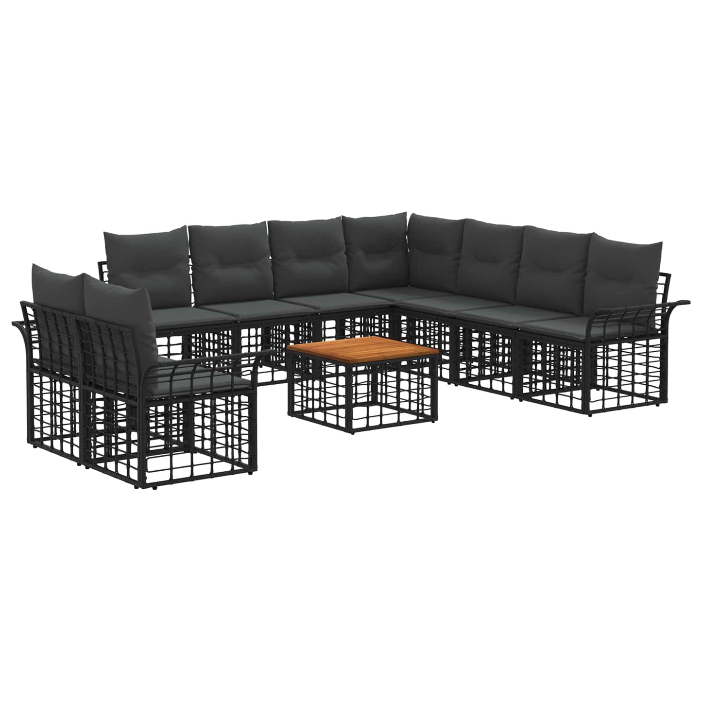 Buiten bankenset 10 pcs Zwart en Donkergrijs Polyester