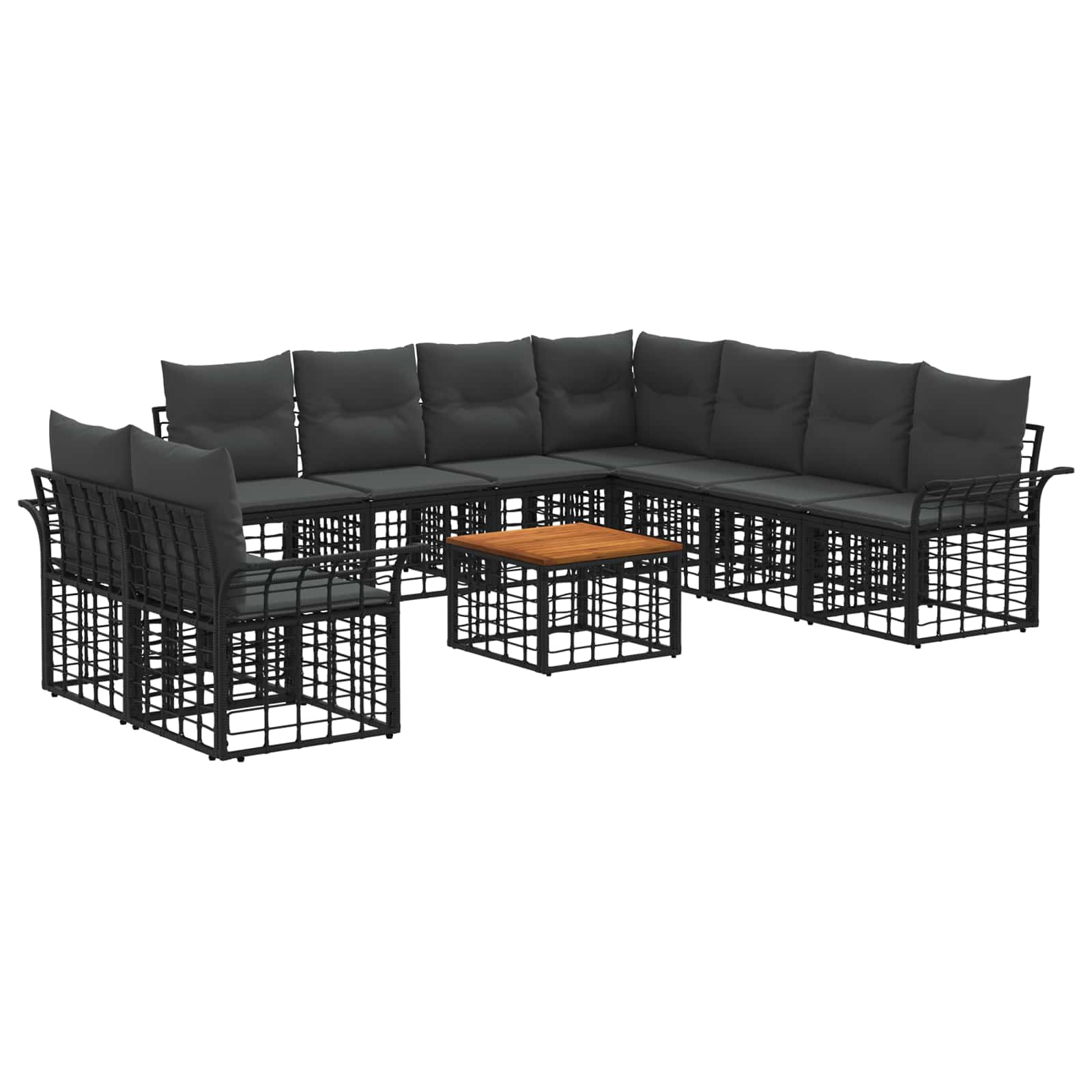 Buiten bankenset 10 pcs Zwart en Donkergrijs Polyester
