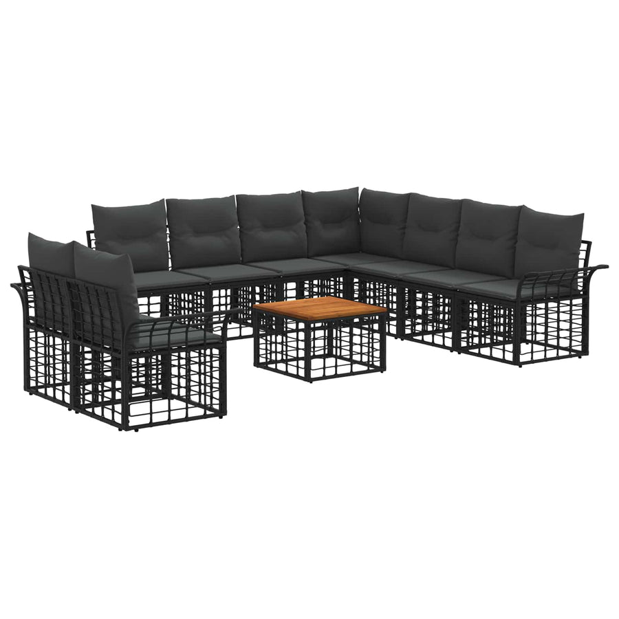 Buiten bankenset 10 pcs Zwart en Donkergrijs Polyester