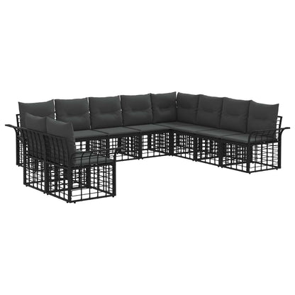 Buiten bankenset 10 pcs Zwart en Donkergrijs Polyester