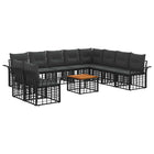 Outdoor Sofa Set 11 pcs Black and Dark Grey Polyester