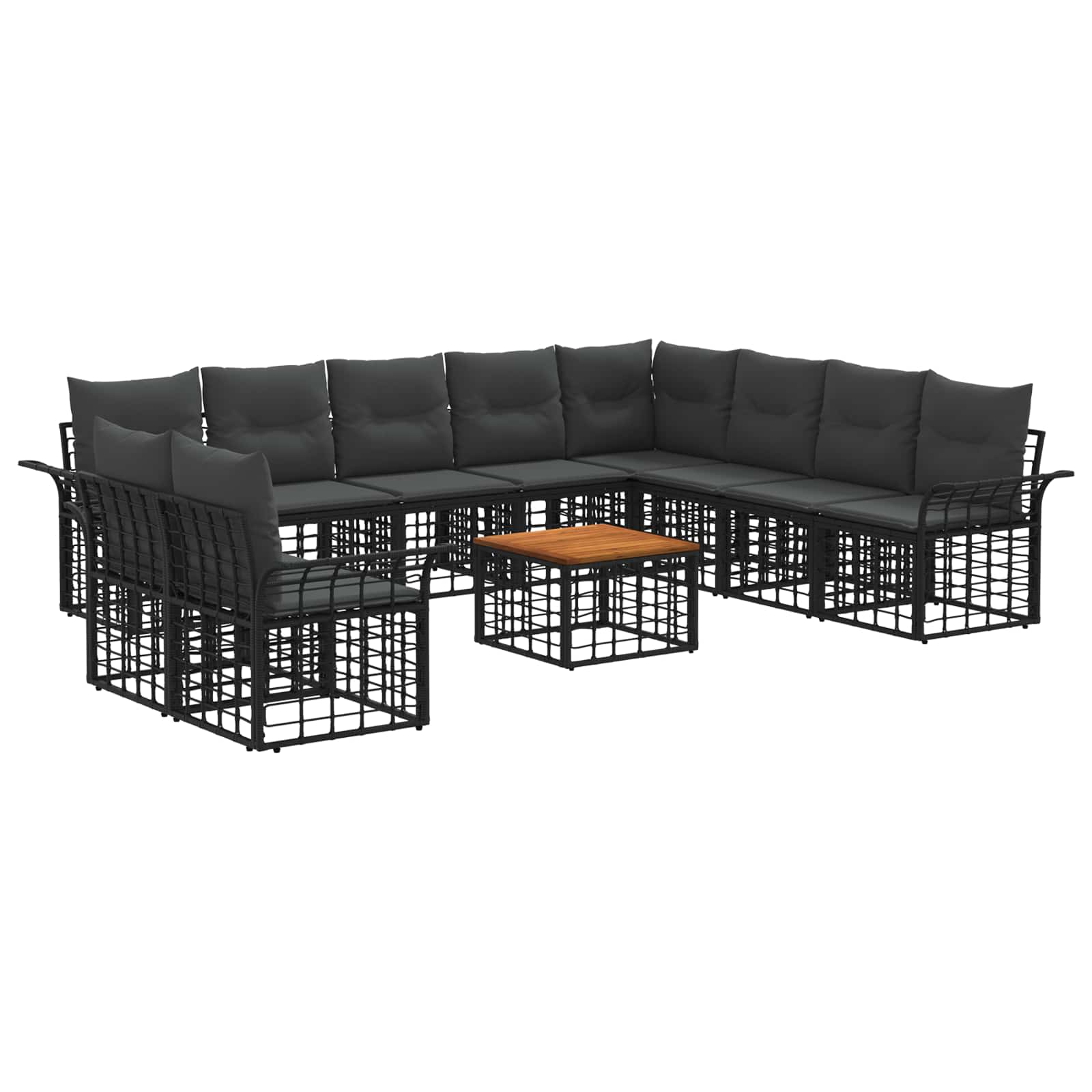 Buiten bankenset 11 pcs Zwart en Donkergrijs Polyester