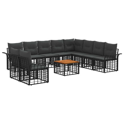 Buiten bankenset 11 pcs Zwart en Donkergrijs Polyester