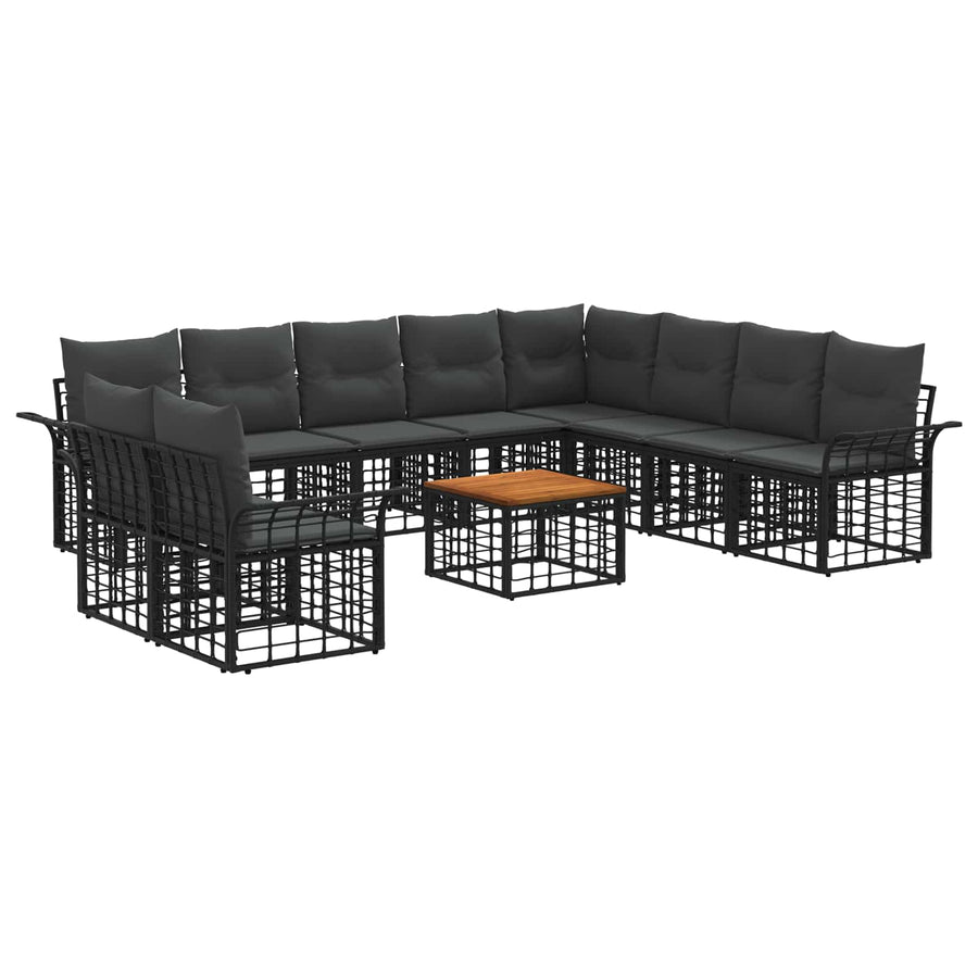 Buiten bankenset 11 pcs Zwart en Donkergrijs Polyester