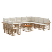 Tuinset 11-delig poly rattan natuurlijk crème wit