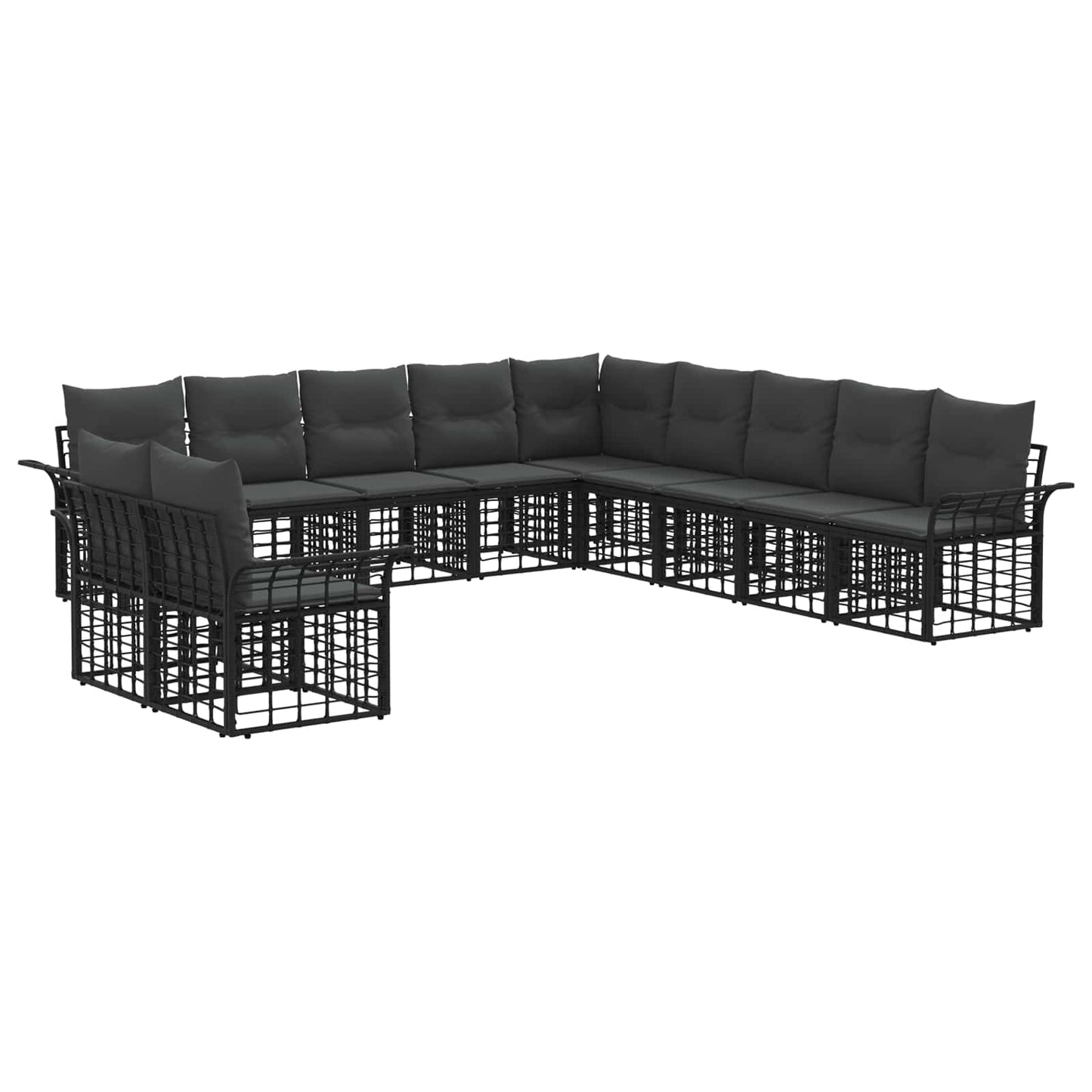 Buiten bankenset 11 pcs Zwart en Donkergrijs Polyester