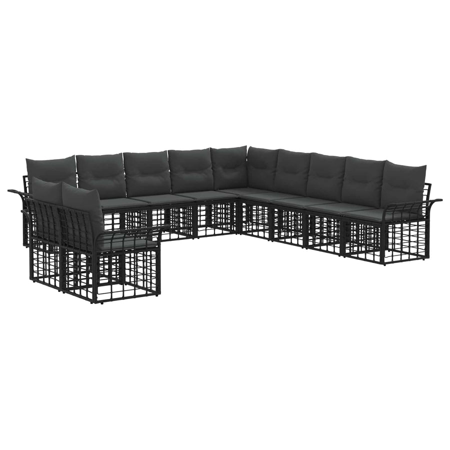 Buiten bankenset 11 pcs Zwart en Donkergrijs Polyester