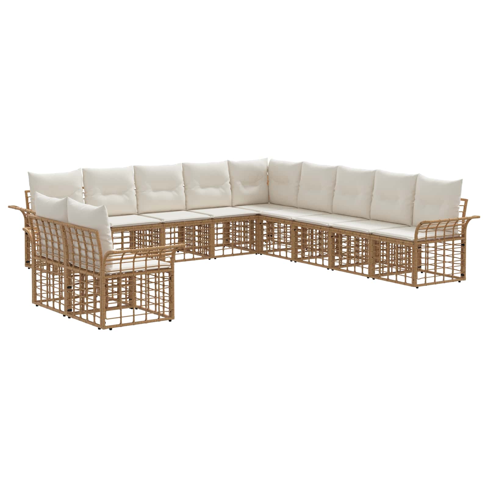 Buiten bankenset 11 pcs Natuurlijk en Crème Wit Polyester