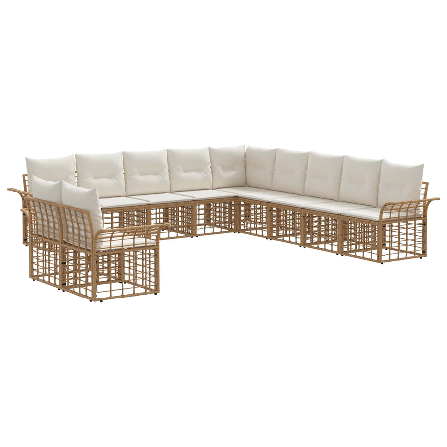 Buiten bankenset 11 pcs Natuurlijk en Crème Wit Polyester