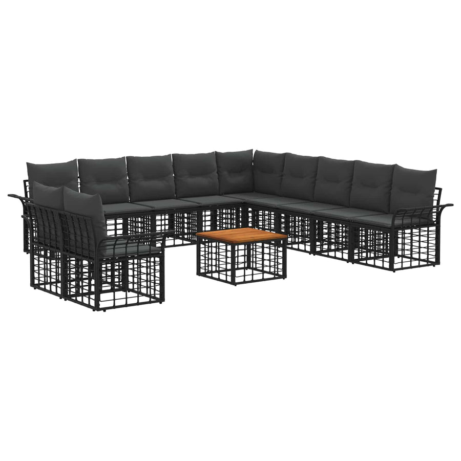 Buiten bankenset 12 pcs Zwart en Donkergrijs Polyester