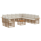 Outdoor Sofa Set 12 pcs Natural and Cream White Polyester