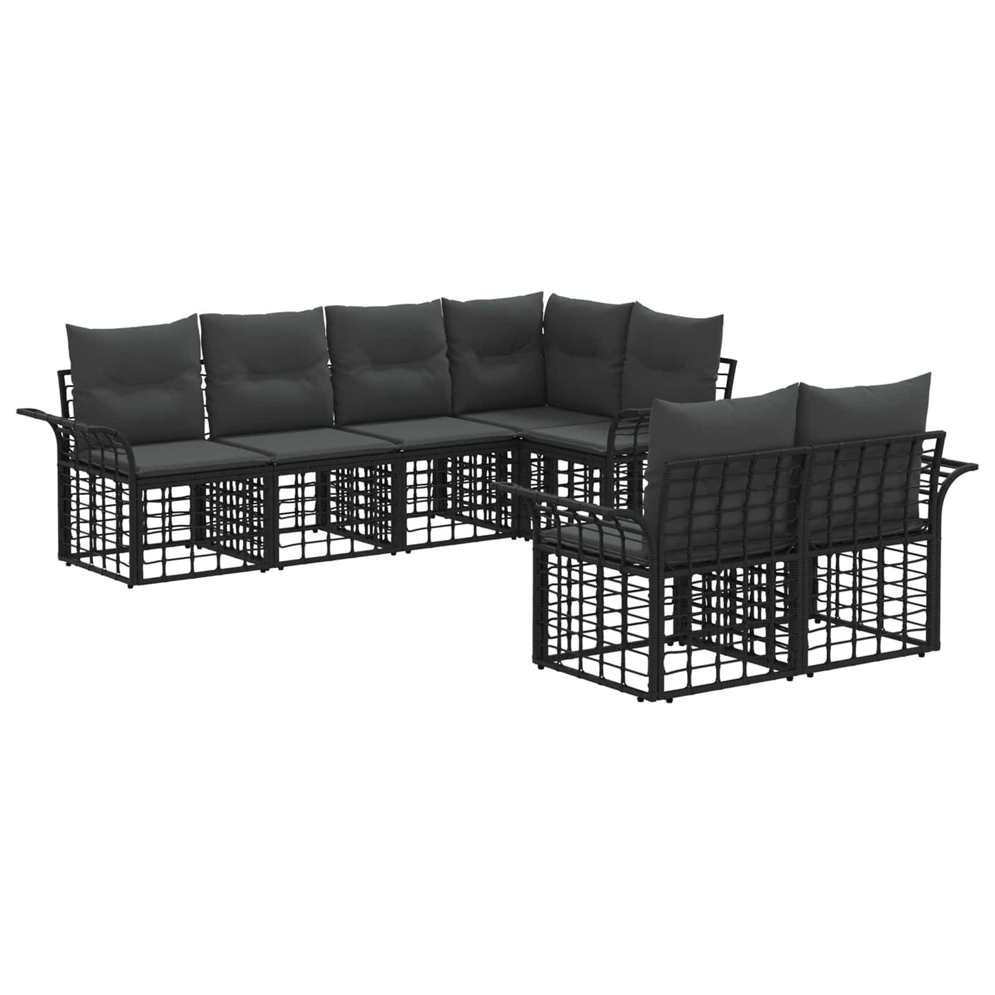 Buiten bankenset 7 pcs Zwart en Donkergrijs Polyester