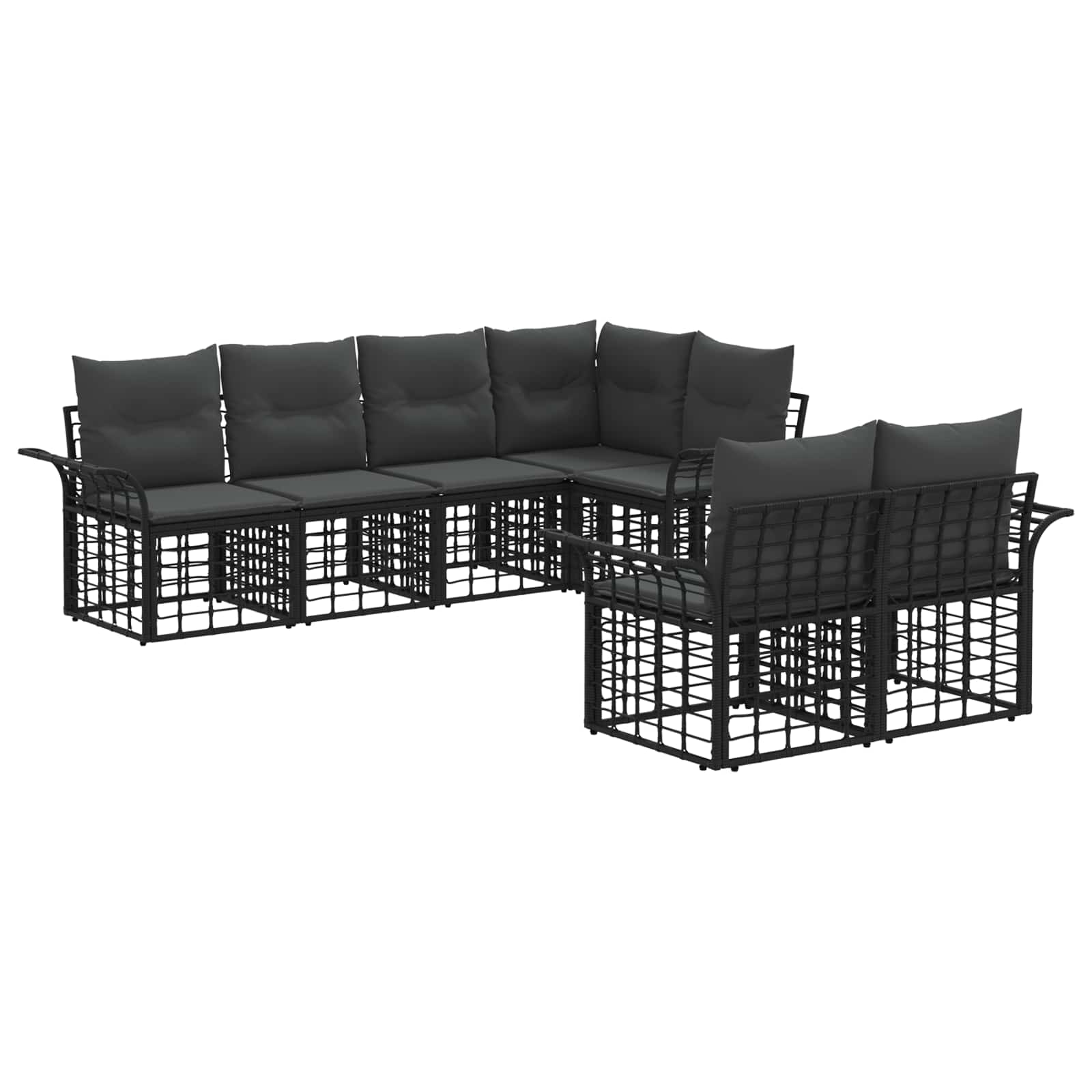 Buiten bankenset 7 pcs Zwart en Donkergrijs Polyester