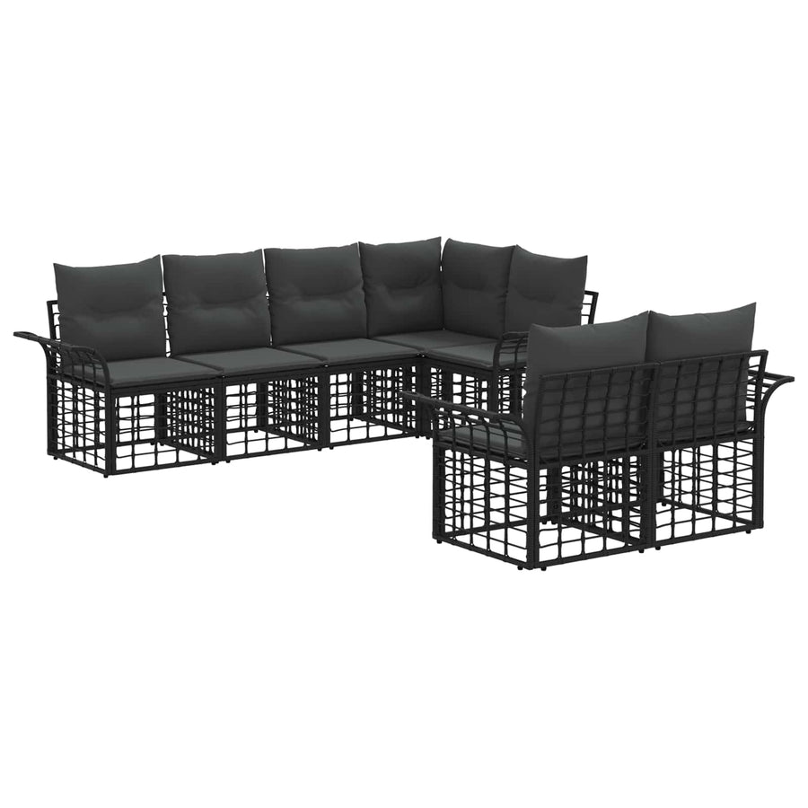 Buiten bankenset 7 pcs Zwart en Donkergrijs Polyester
