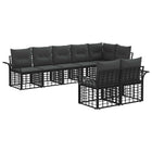 Tuinbankenset 8 personen poly rattan zwart donkergrijs