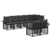 Tuinbankenset 8 personen poly rattan zwart donkergrijs