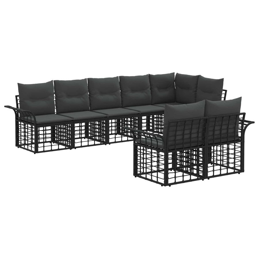 Buiten bankenset 8 pcs Zwart en Donkergrijs Polyester