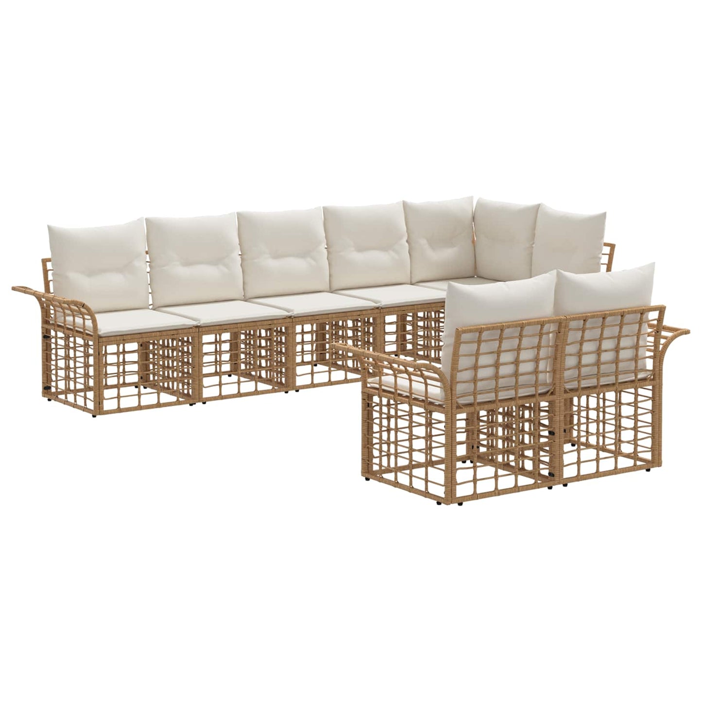Buiten bankenset 8 pcs Natuurlijk en Crème Wit Polyester