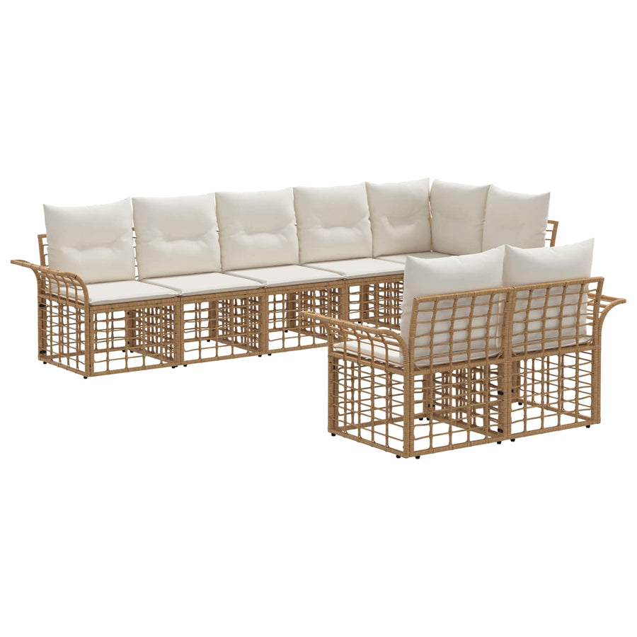 Buiten bankenset 8 pcs Natuurlijk en Crème Wit Polyester