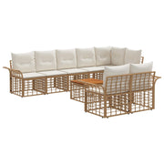 Tuinbankenset 4-delig polyrattan met kussens