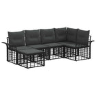 Tuinset 6-delig zwart donkergrijs polyrattan polyester