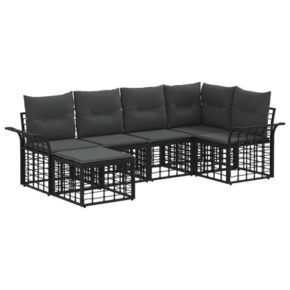 Buiten bankenset 6 pcs Zwart en Donkergrijs Polyester