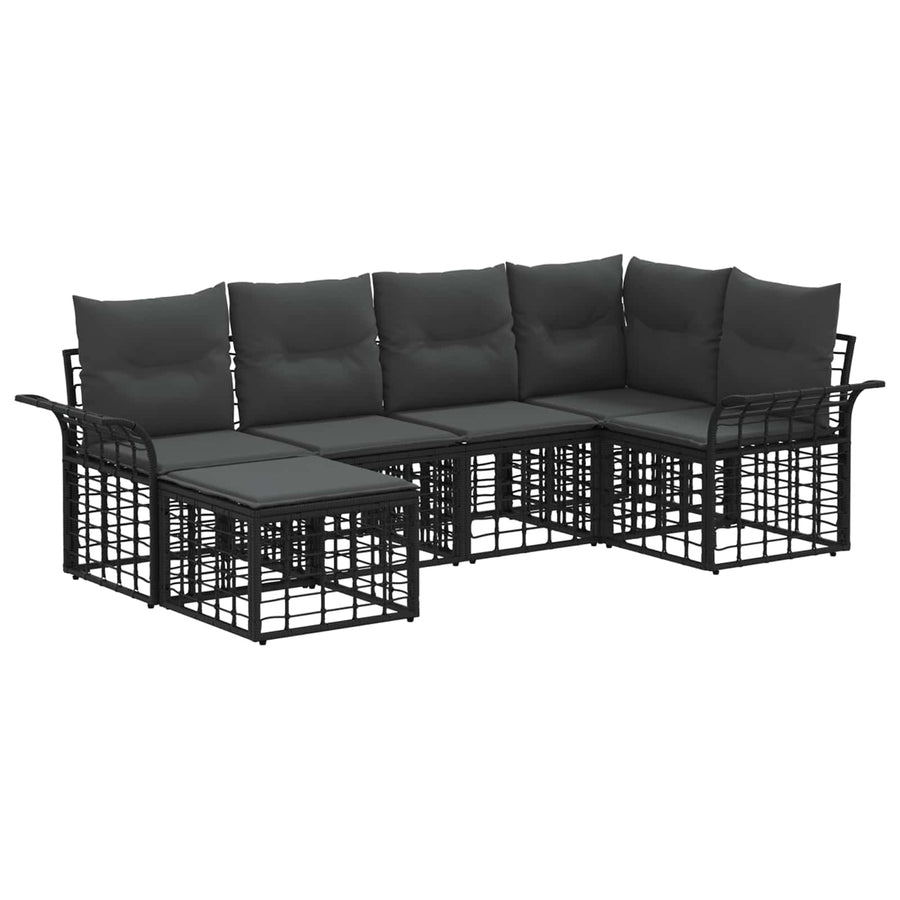 Buiten bankenset 6 pcs Zwart en Donkergrijs Polyester