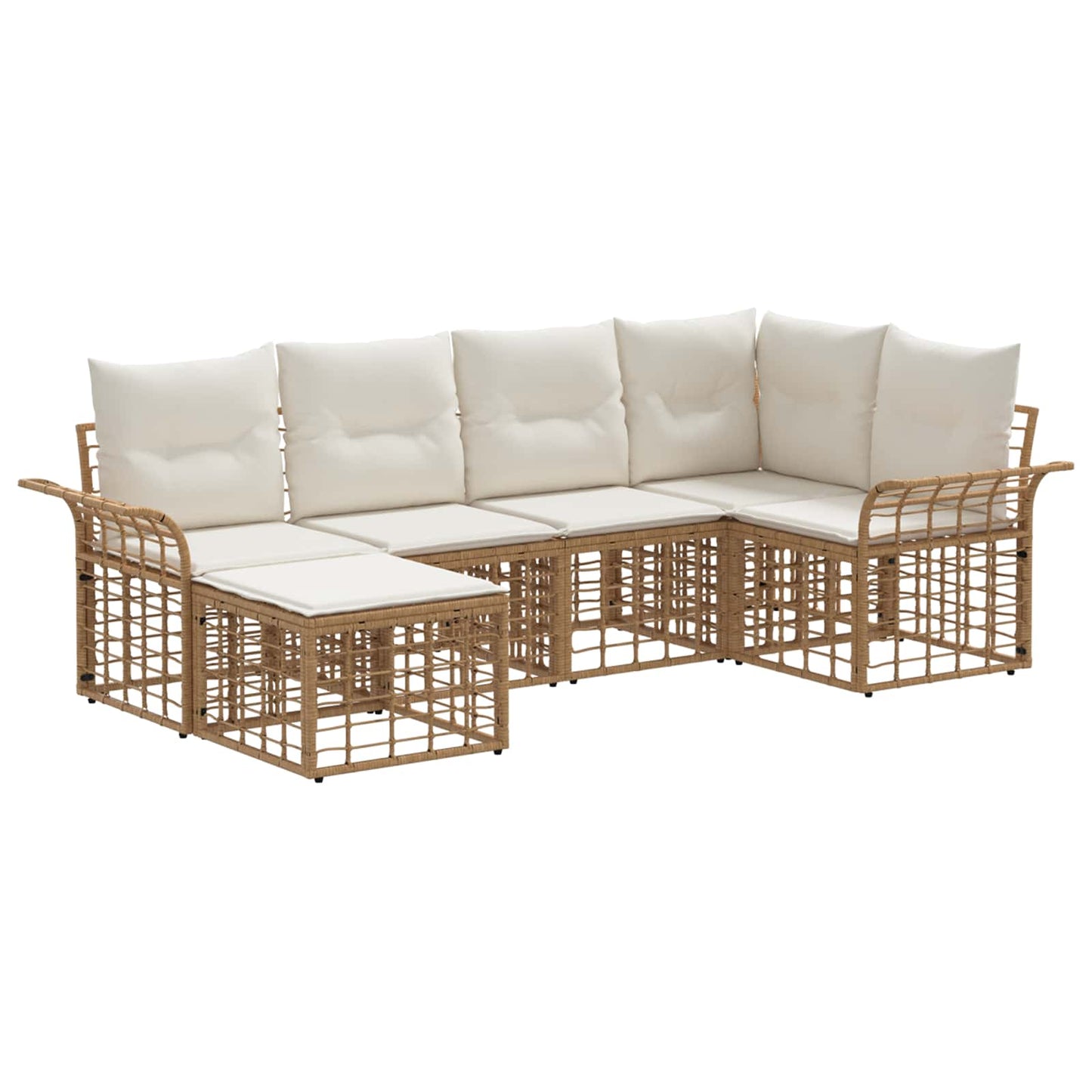 Buiten bankenset 6 pcs Natuurlijk en Crème Wit Polyester
