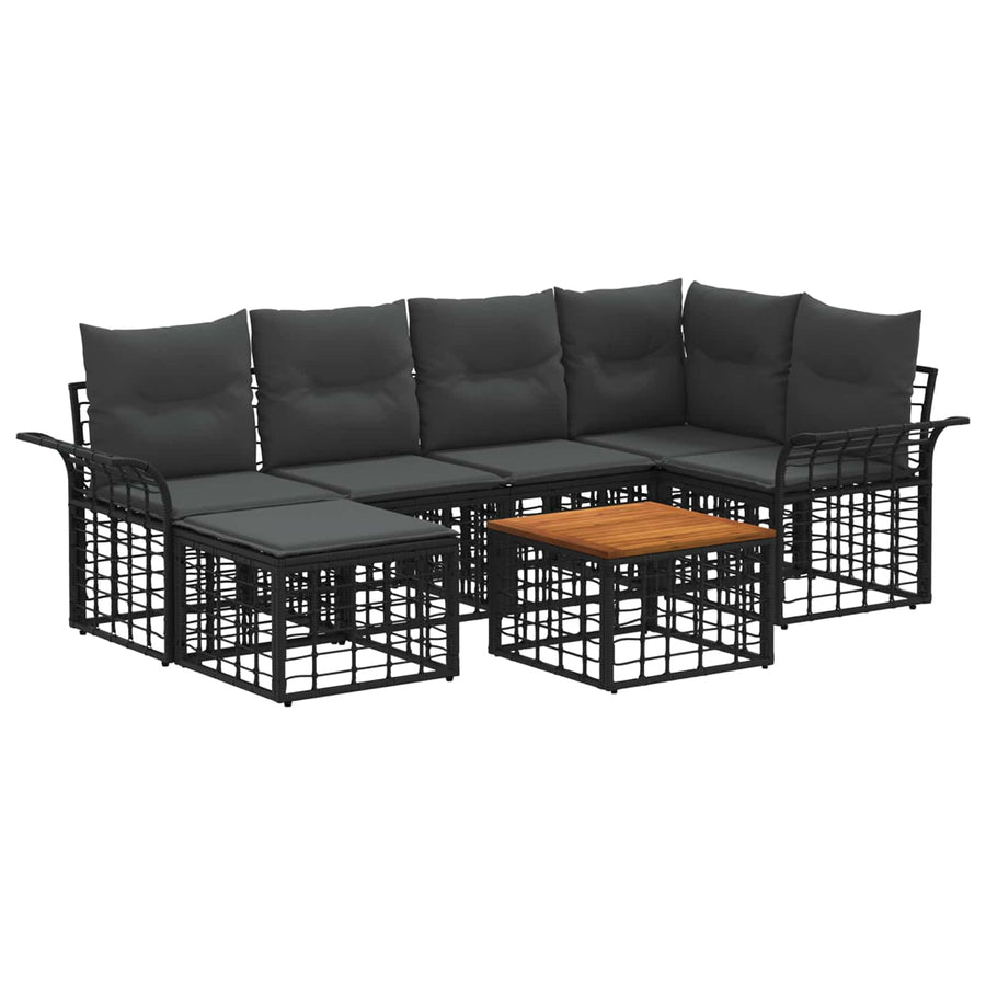 Buiten bankenset 7 pcs Zwart en Donkergrijs Polyester