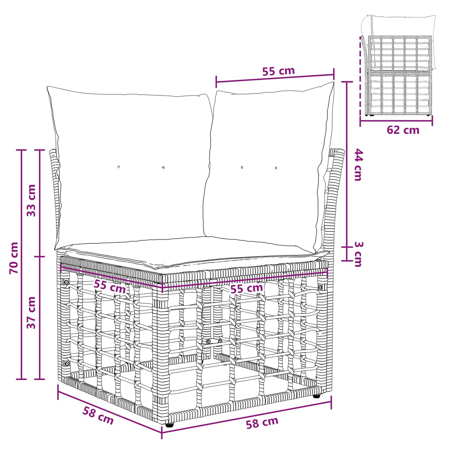 Buiten bankenset 7 pcs Zwart en Donkergrijs Polyester