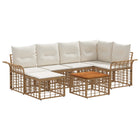 Outdoor Sofa Set 7 pcs Natural and Cream White Polyester