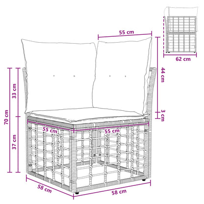 Buiten bankenset 7 pcs Natuurlijk en Crème Wit Polyester