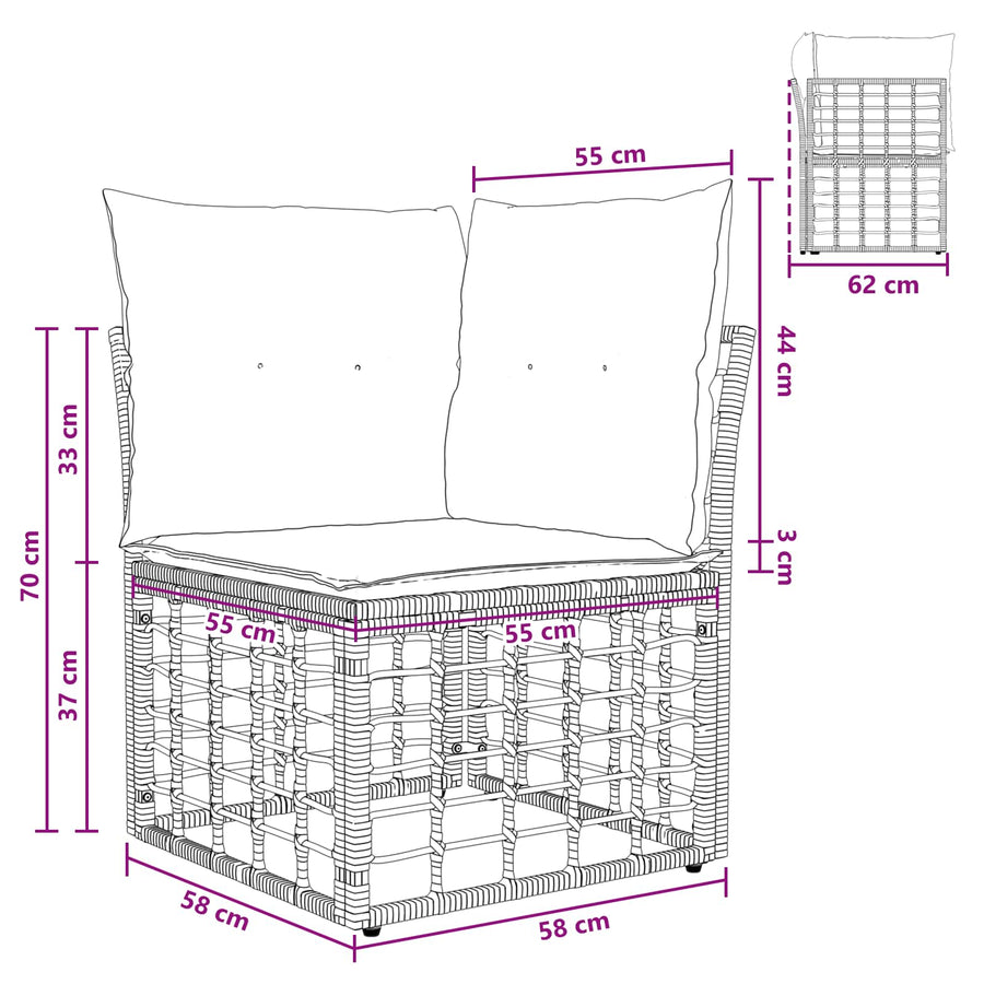 Buiten bankenset 7 pcs Natuurlijk en Crème Wit Polyester