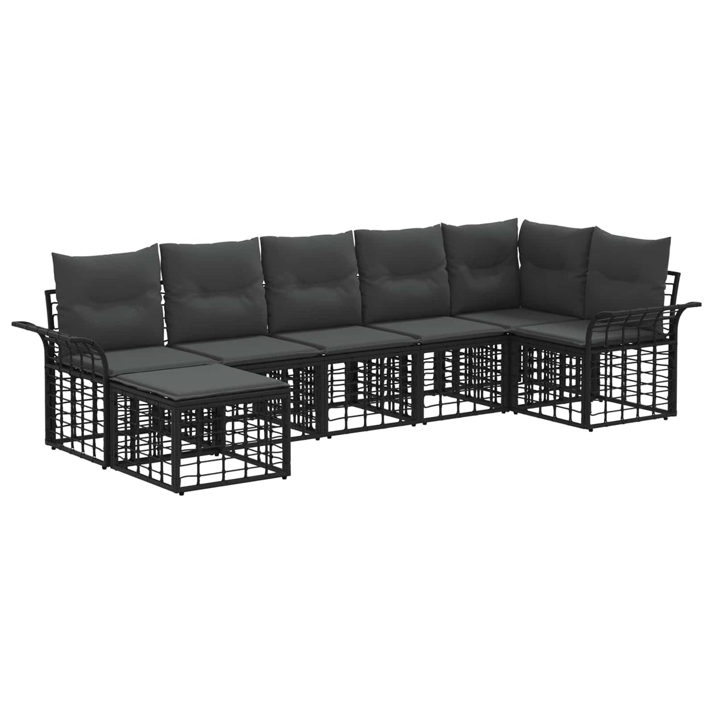 Buiten bankenset 7 pcs Zwart en Donkergrijs Polyester