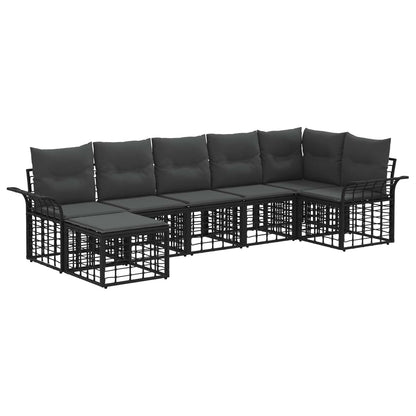 Buiten bankenset 7 pcs Zwart en Donkergrijs Polyester