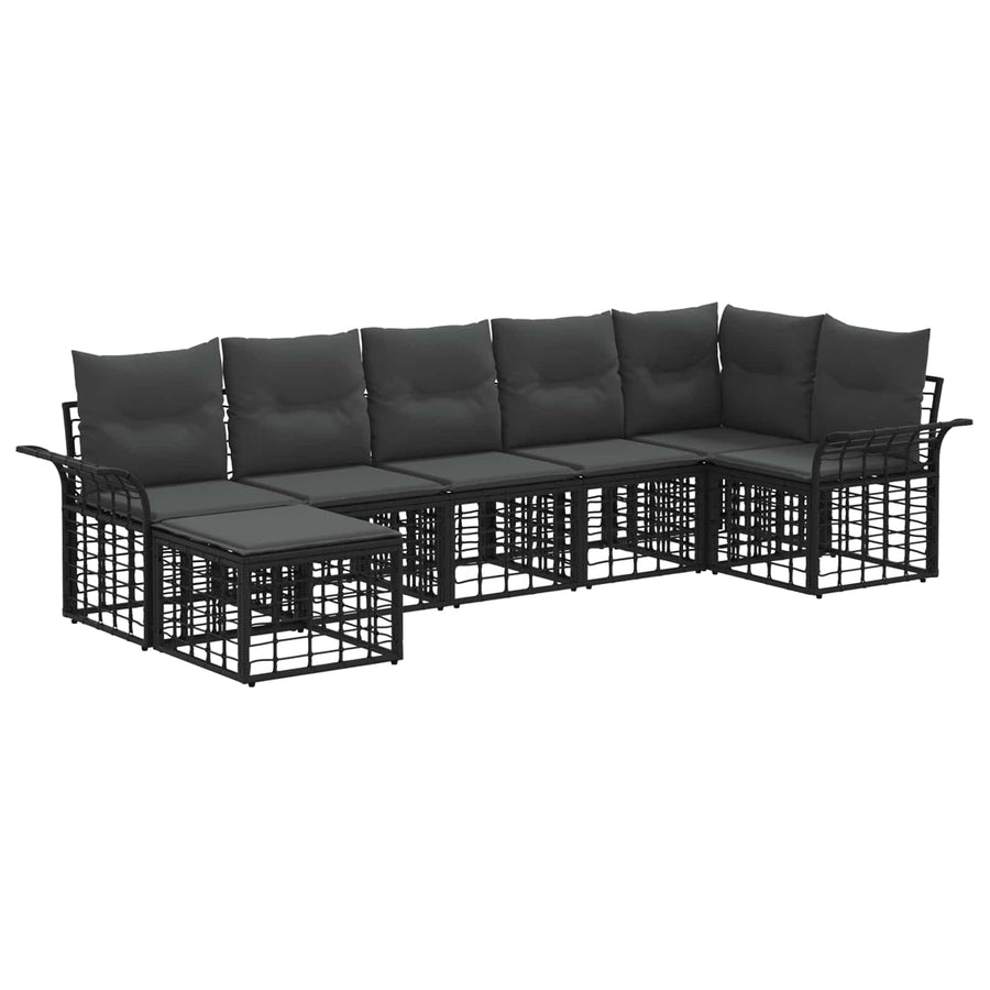 Buiten bankenset 7 pcs Zwart en Donkergrijs Polyester