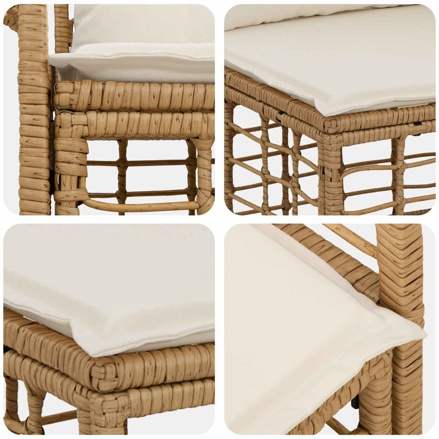 Buiten bankenset 7 pcs Natuurlijk en Crème Wit Polyester