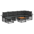 Outdoor Sofa Set 8 pcs Black and Dark Grey Polyester