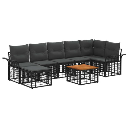 Buiten bankenset 8 pcs Zwart en Donkergrijs Polyester