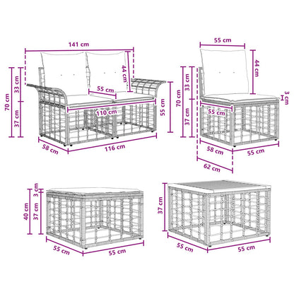 Buiten bankenset 8 pcs Zwart en Donkergrijs Polyester