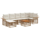 Outdoor Sofa Set 8 pcs Natural and Cream White Polyester