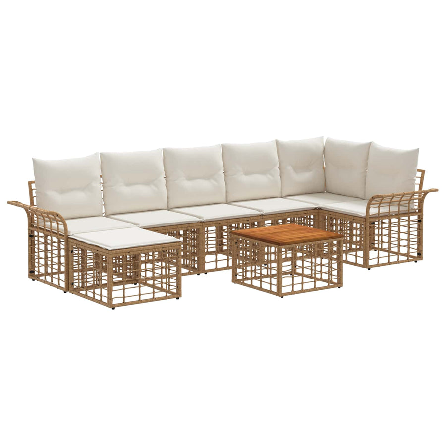 Buiten bankenset 8 pcs Natuurlijk en Crème Wit Polyester