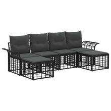 Buiten bankenset 6 pcs Zwart en Donkergrijs Polyester