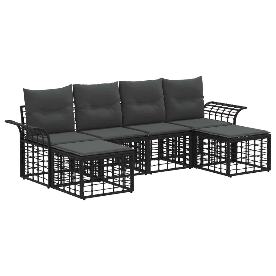Buiten bankenset 6 pcs Zwart en Donkergrijs Polyester
