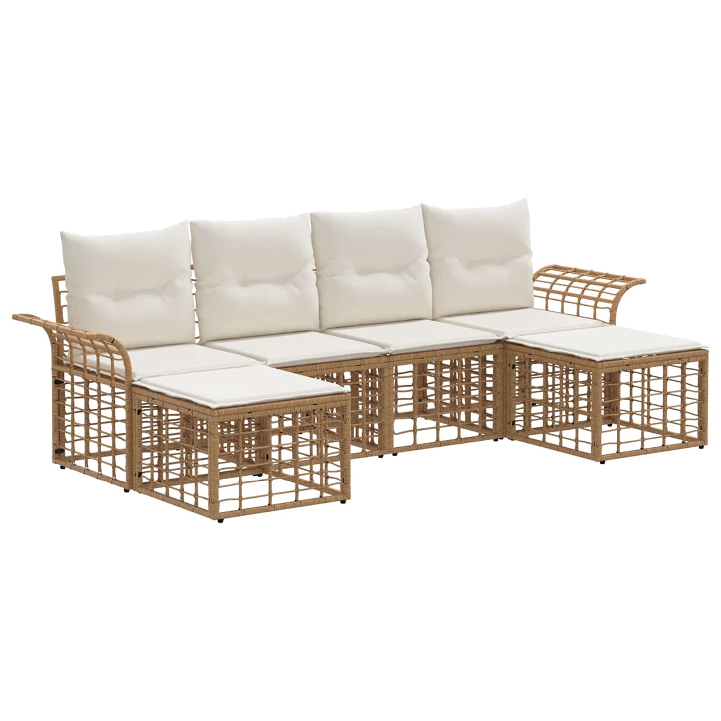 Buiten bankenset 6 pcs Natuurlijk en Crème Wit Polyester