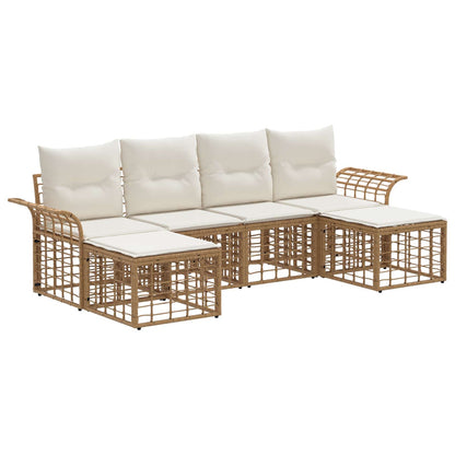 Buiten bankenset 6 pcs Natuurlijk en Crème Wit Polyester